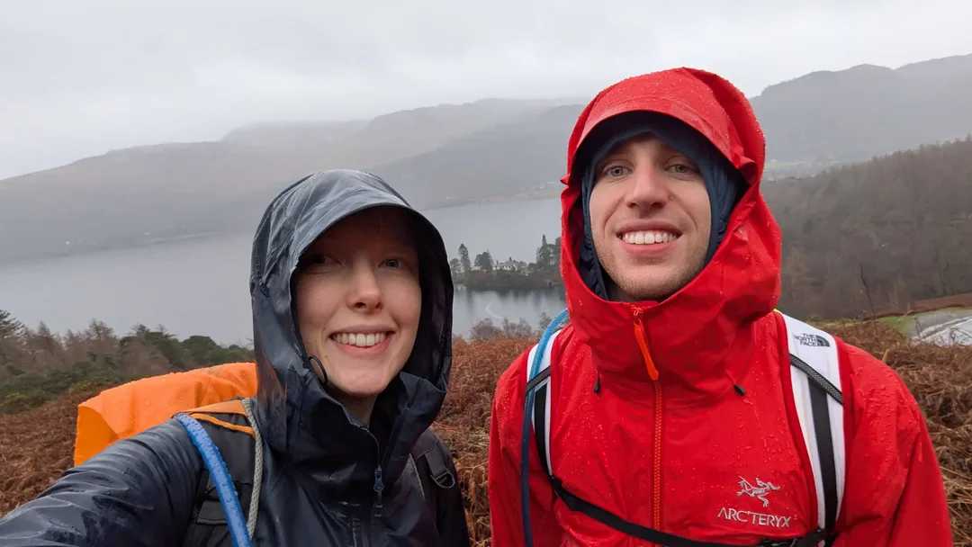 Two walkers in waterproofs